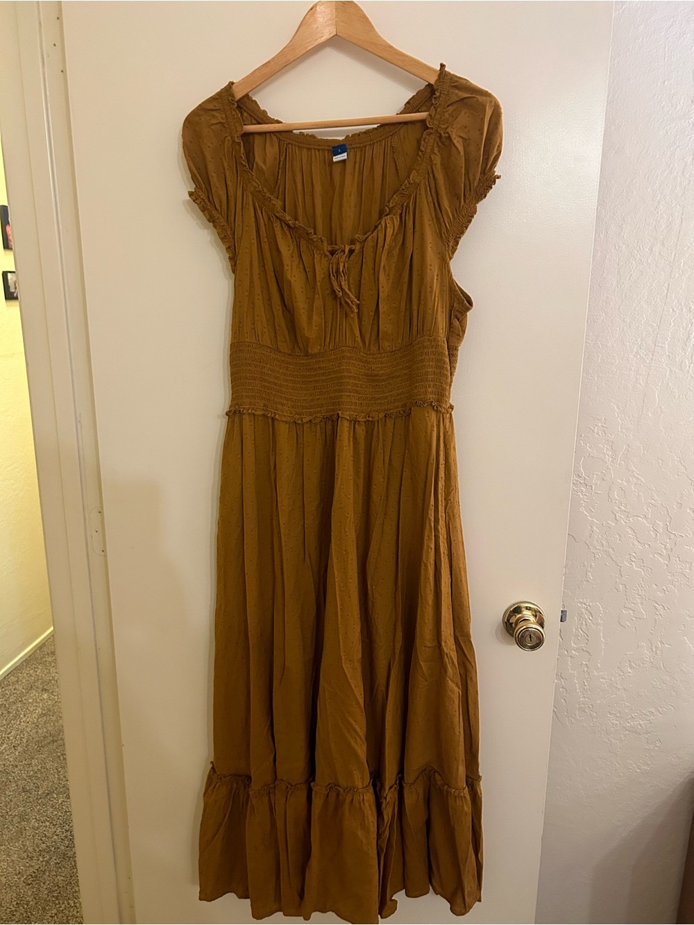 Old Navy Mustard Yellow Maxi Dress with Smocked Waist